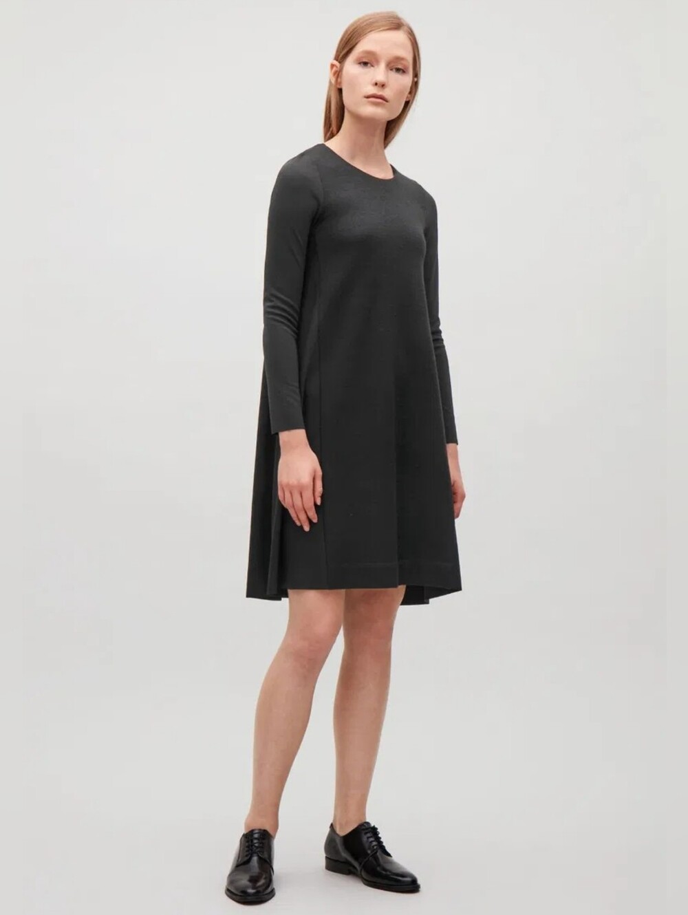 COS Black + Olive Green Contrast Panels Stretch Viscose Dress 6